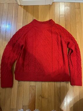 H&M red cable knit sweater